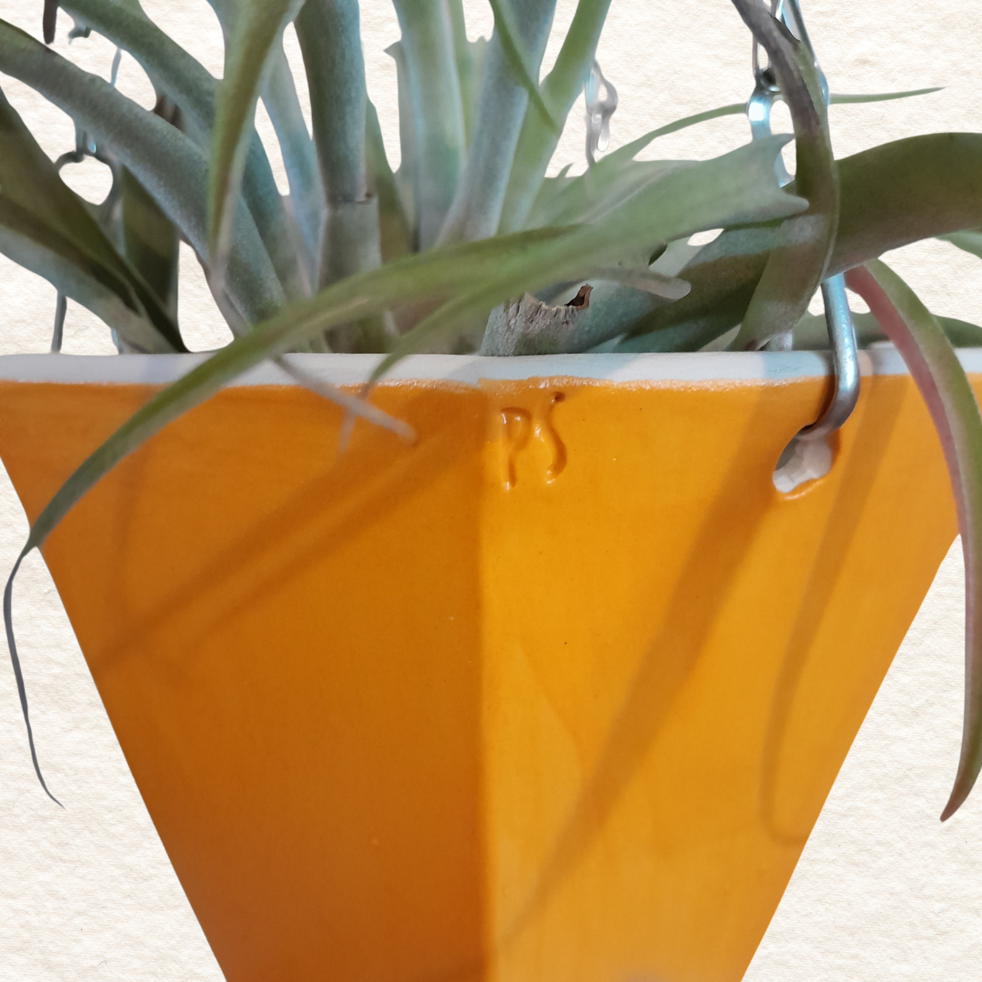 Geometric Hanging Planter (medium) in Saffron