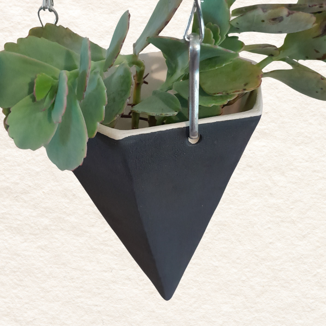 Geometric Hanging Planter (small) in Matt Black