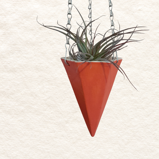 Geometric Hanging Planter (small) in Coral