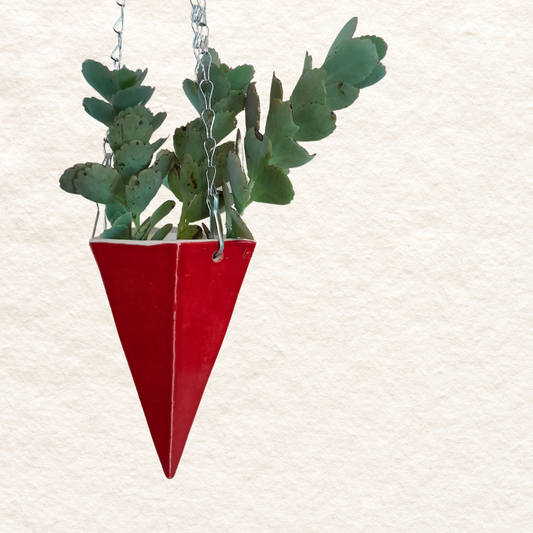 Geometric Hanging Planter (small) in Hot Tamale