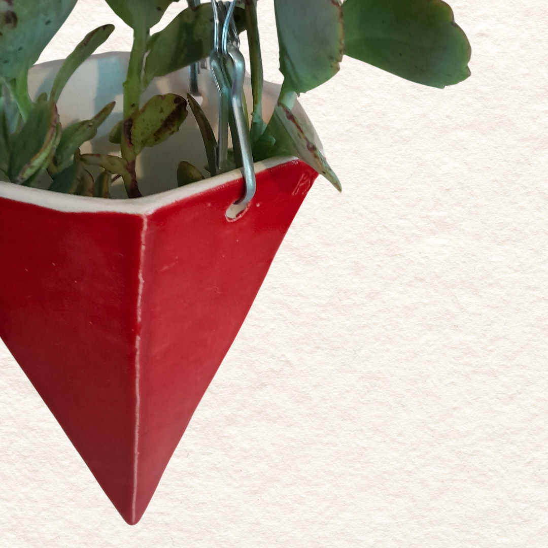 Geometric Hanging Planter (small) in Hot Tamale
