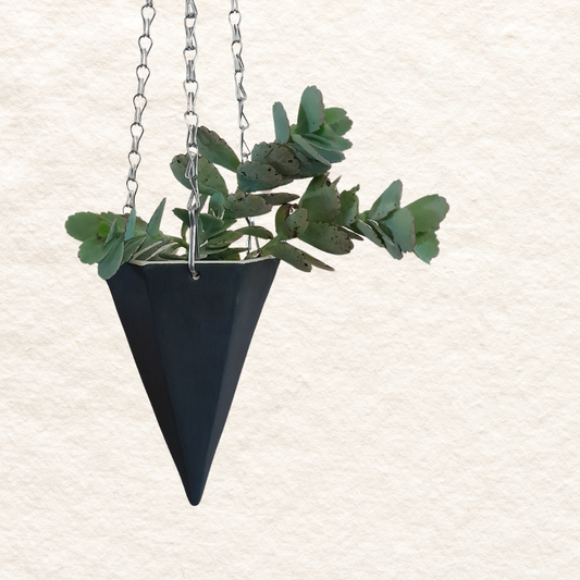 Geometric Hanging Planter (small) in Matt Black
